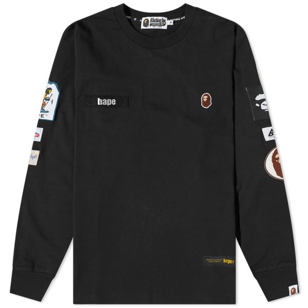 A Bathing Ape BAPE Multi Label Relaxed Fit Long Sleeve T-Shirt