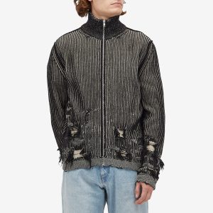 MM6 Maison Margiela Distressed Rib Zip Cardigan