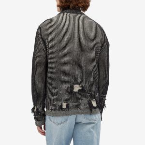 MM6 Maison Margiela Distressed Rib Zip Cardigan