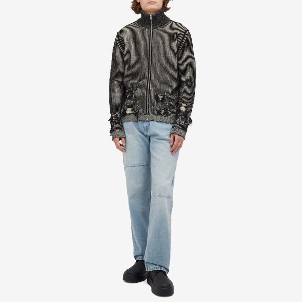 MM6 Maison Margiela Distressed Rib Zip Cardigan