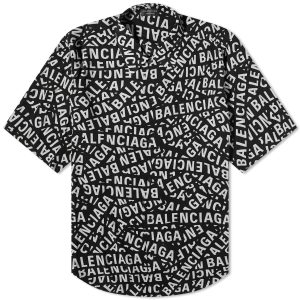 Balenciaga All Over Logo Short Sleeve Shirt