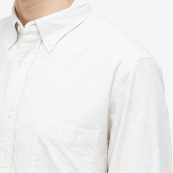 Beams Plus Button Down Solid Flannel Shirt