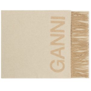 GANNI Fringed Wool Scarf