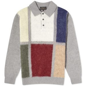 Beams Plus Shaggy Panel Long Sleeve Polo