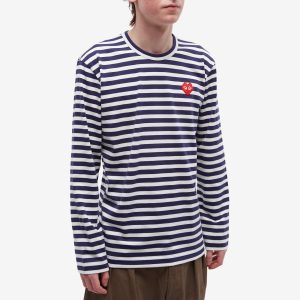 Comme des Garçons Play Invader Heart Striped Long Sleeve T-Shirt