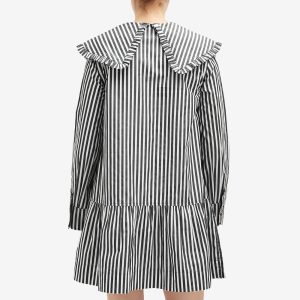 GANNI Stripe Big Collar Mini Shirt Dress