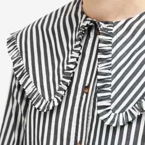 GANNI Stripe Big Collar Mini Shirt Dress