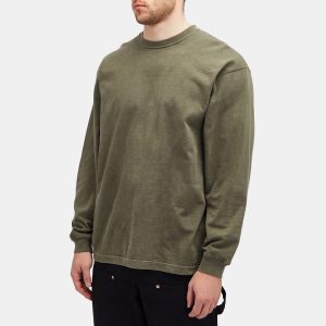 WTAPS 09 Garment Dyed Long Sleeve Back Logo T-Shirt