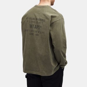 WTAPS 09 Garment Dyed Long Sleeve Back Logo T-Shirt