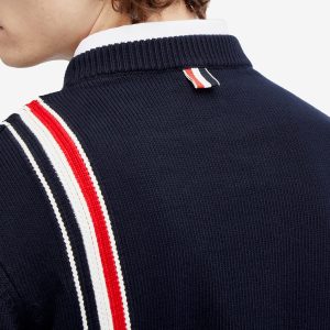 Thom Browne Intarsia RWB Stripe Crew Neck Jumper