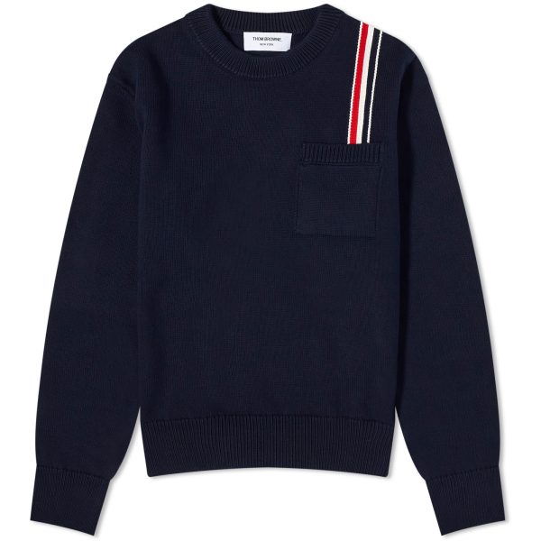 Thom Browne Intarsia RWB Stripe Crew Neck Jumper