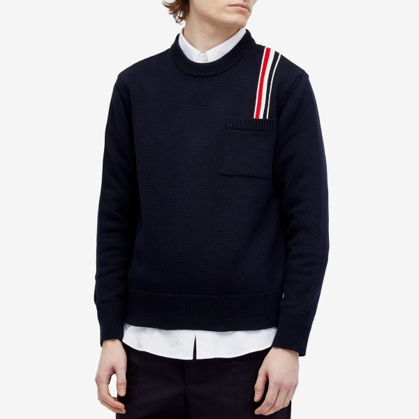 Thom Browne Intarsia RWB Stripe Crew Neck Jumper