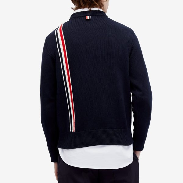 Thom Browne Intarsia RWB Stripe Crew Neck Jumper