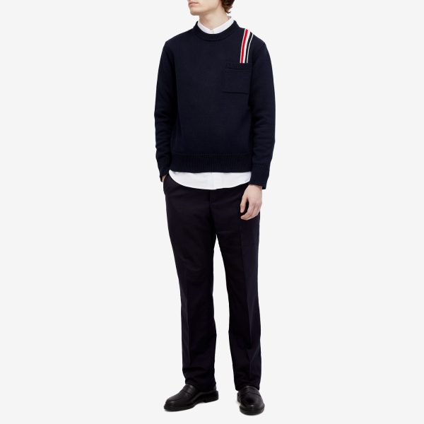 Thom Browne Intarsia RWB Stripe Crew Neck Jumper