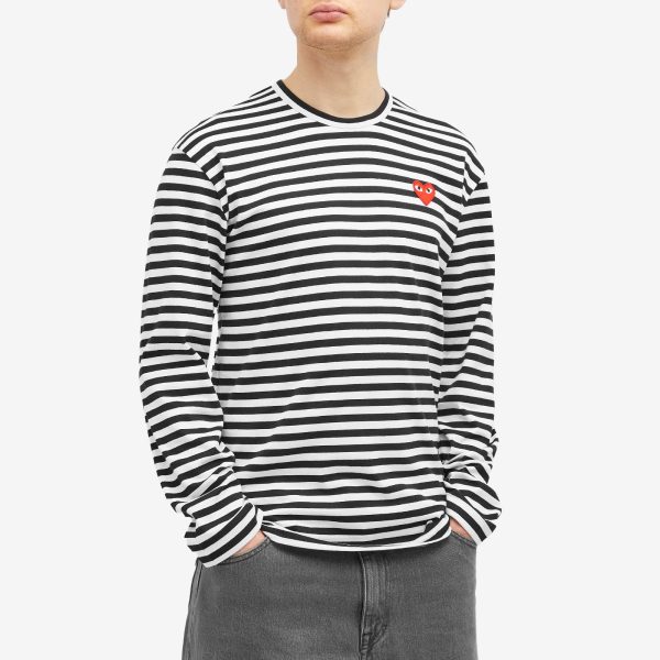 Comme des Garçons Play Long Sleeve Heart Logo Stripe T-Shirt