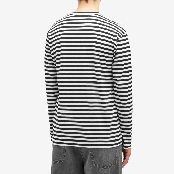 Comme des Garçons Play Long Sleeve Heart Logo Stripe T-Shirt