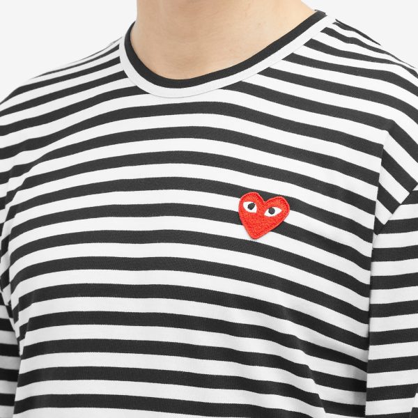 Comme des Garçons Play Long Sleeve Heart Logo Stripe T-Shirt