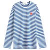 Comme des Garçons Play Long Sleeve Heart Logo Stripe T-Shirt