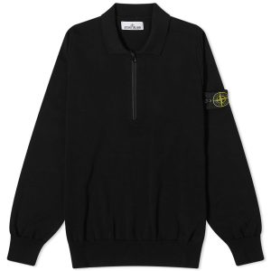 Stone Island Soft Cotton Long Sleeve Knitted Polo Shirt