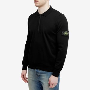 Stone Island Soft Cotton Long Sleeve Knitted Polo Shirt