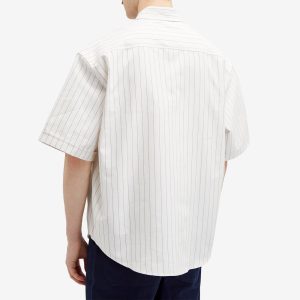 AMI Paris Boxy Fit Heart Short Sleeve Stripe Shirt