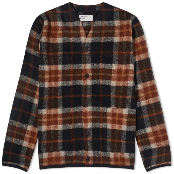 Universal Works Check Wool Fleece Cardigan