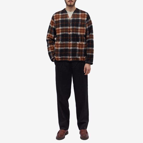 Universal Works Check Wool Fleece Cardigan