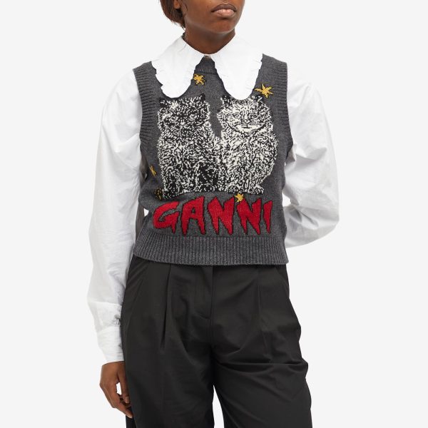 GANNI Graphic Wool Mix Cats Vest