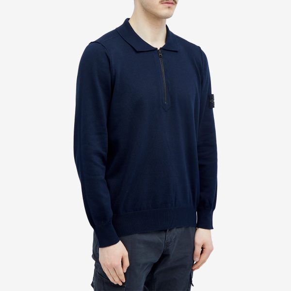 Stone Island Soft Cotton Long Sleeve Knitted Polo Shirt