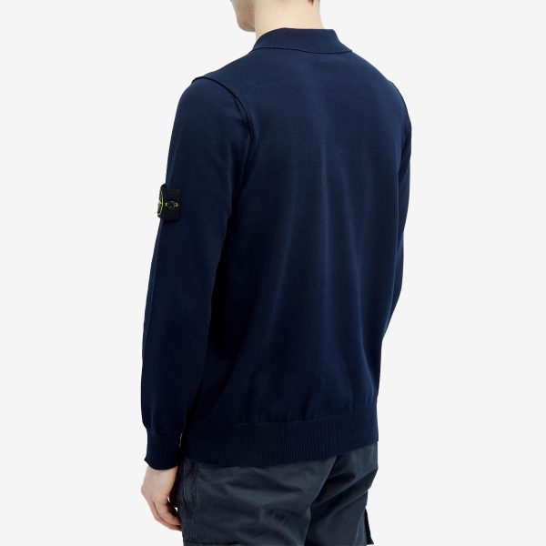 Stone Island Soft Cotton Long Sleeve Knitted Polo Shirt