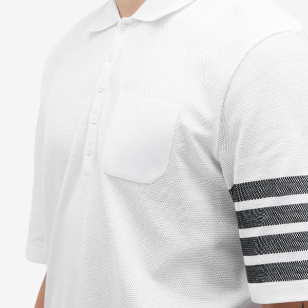 Thom Browne 4 Bar Striped Waffle Polo