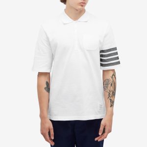 Thom Browne 4 Bar Striped Waffle Polo