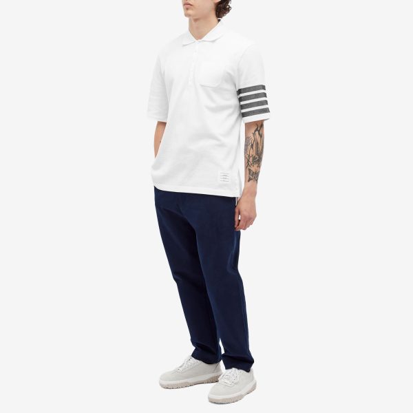 Thom Browne 4 Bar Striped Waffle Polo