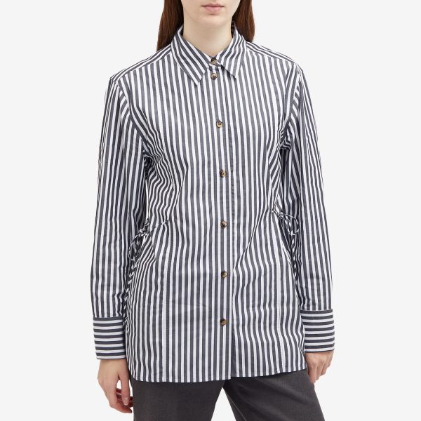 GANNI Stripe Cotton Tie String Shirt