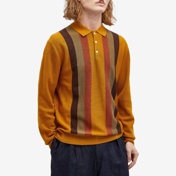 Beams Plus Long Sleeve Stripe Knit Polo