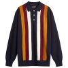 Beams Plus Long Sleeve Stripe Knit Polo