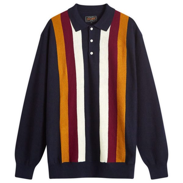 Beams Plus Long Sleeve Stripe Knit Polo