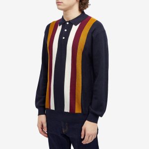 Beams Plus Long Sleeve Stripe Knit Polo