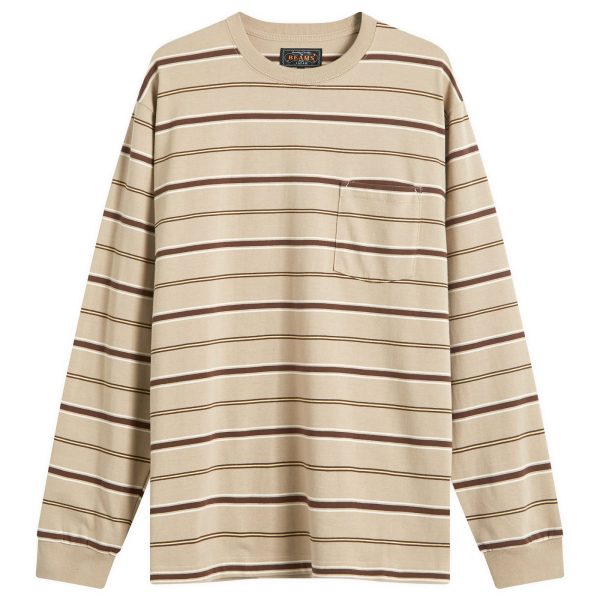 Beams Plus Long Sleeve Multi Stripe Pocket T-Shirt