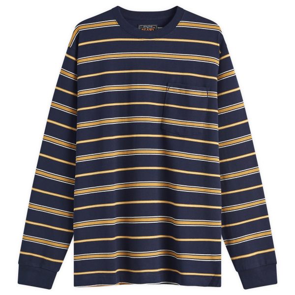 Beams Plus Long Sleeve Multi Stripe Pocket T-Shirt