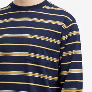 Beams Plus Long Sleeve Multi Stripe Pocket T-Shirt