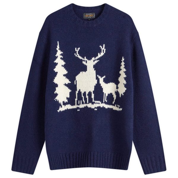 Beams Plus Intarsia Stag Jumper