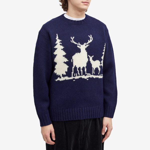 Beams Plus Intarsia Stag Jumper