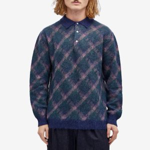 Beams Plus Long Sleeve Jacquard Knit Polo