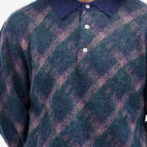 Beams Plus Long Sleeve Jacquard Knit Polo