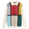 Beams Plus Long Sleeve Colour Block Knit Polo