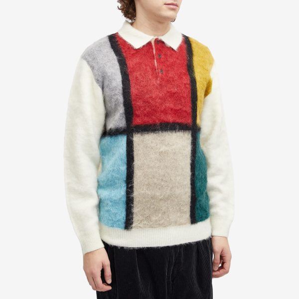 Beams Plus Long Sleeve Colour Block Knit Polo