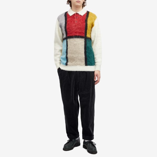 Beams Plus Long Sleeve Colour Block Knit Polo