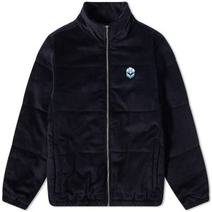 Blue Flowers Ablaze Puffer Jacket