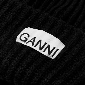 GANNI Logo Structured Rib Beanie